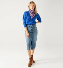 Promod Jupe midi en jean Femme - Jean moyen Jeanmoyen Shop
