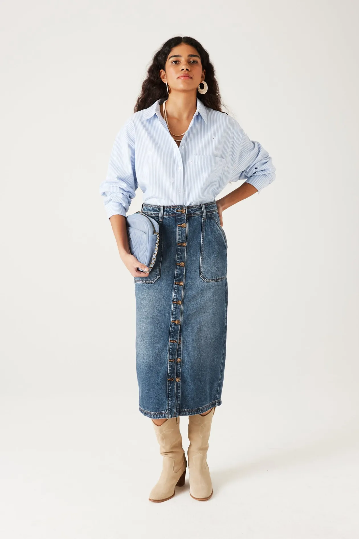 Promod Jupe midi en jean Femme - Jean brut Jeanbrut Clearance