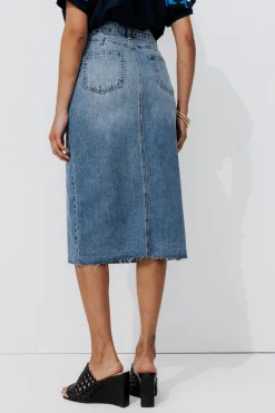 Promod Jupe midi en jean Femme - Jean moyen Jeanmoyen Fashion