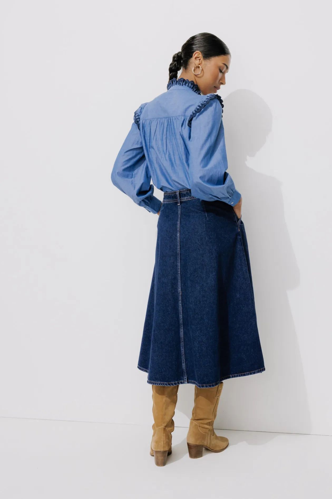 Promod Jupe midi en jean Femme - Jean brut Jeanbrut Fashion