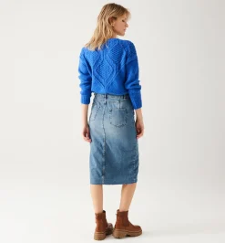 Promod Jupe midi en jean Femme - Jean moyen Jeanmoyen Shop