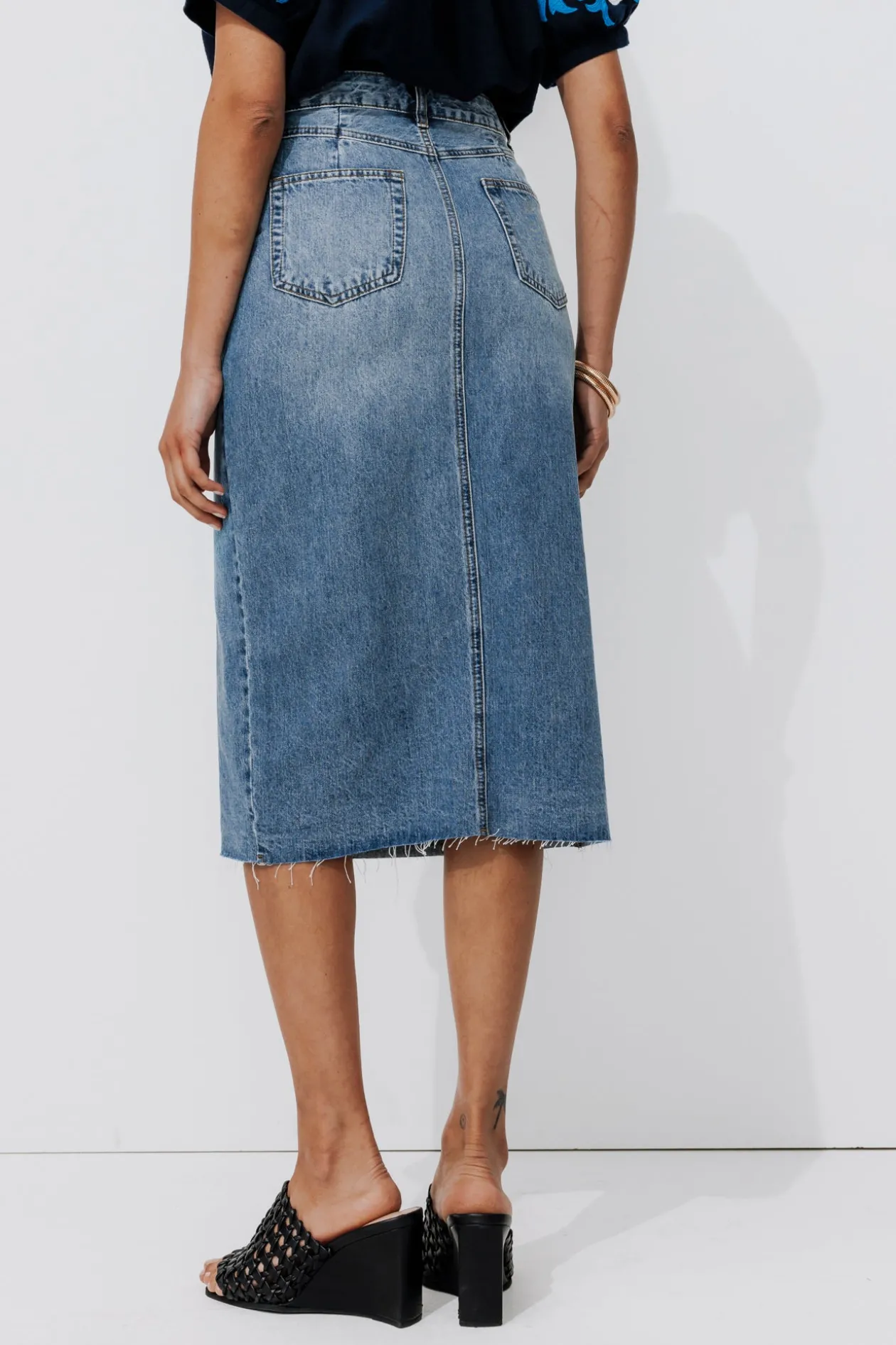 Promod Jupe midi en jean Femme - Jean moyen Jeanmoyen Fashion