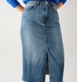 Promod Jupe midi en jean Femme - Jean moyen Jeanmoyen Shop