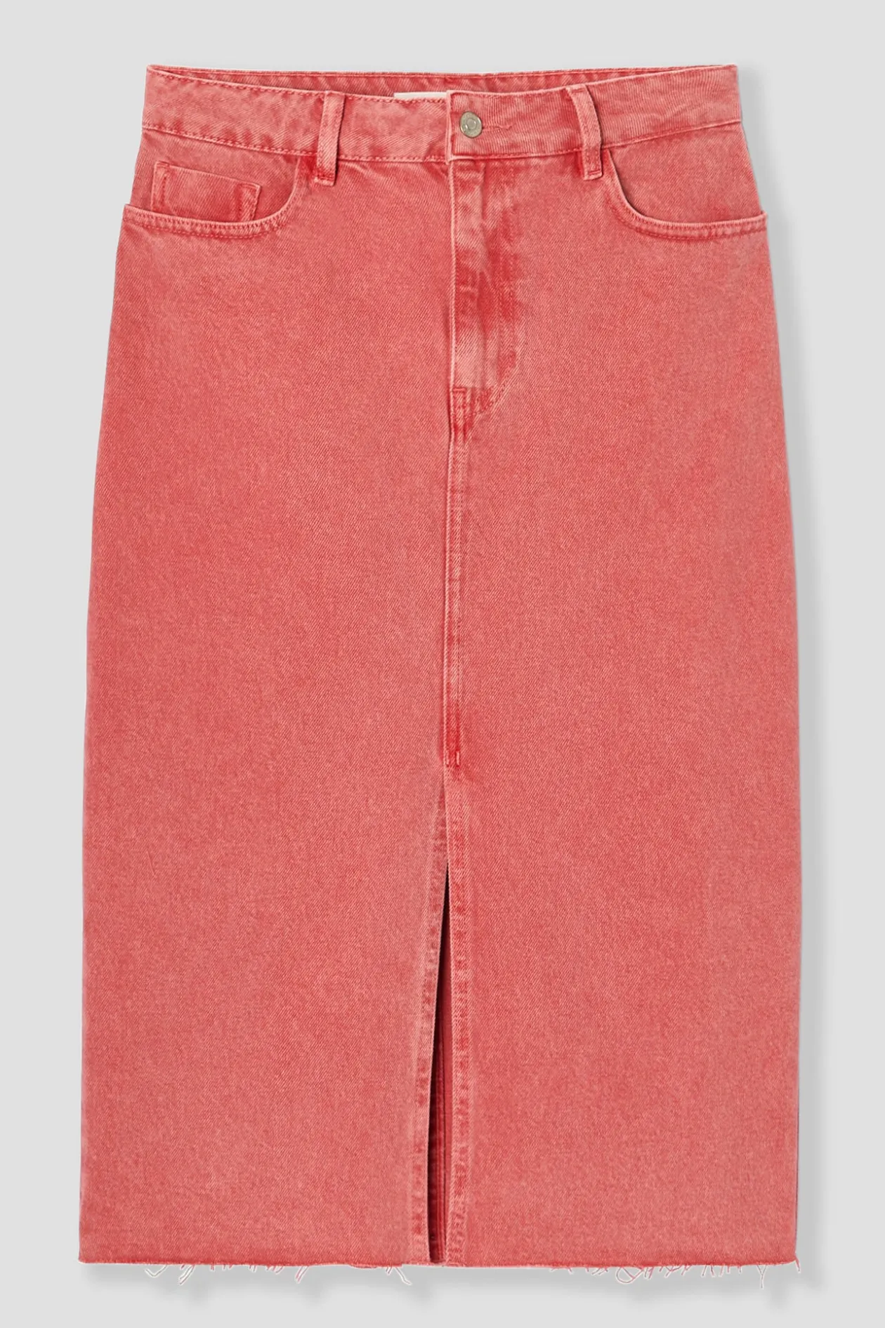 Promod Jupe midi en jean teinté - Rouge Cheap