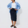 Promod Jupe midi en jersey Femme - Bleu Cheap