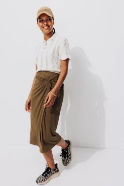 Promod Jupe midi en jersey Femme - Caramel Best Sale
