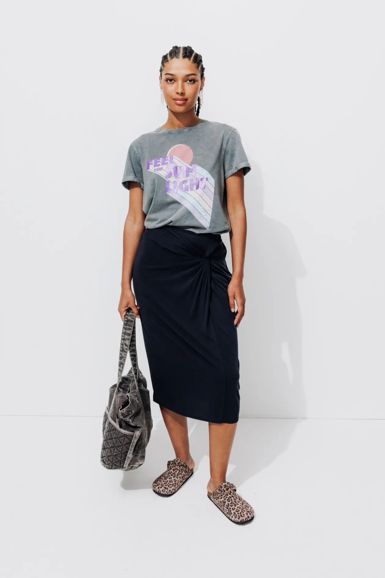 Promod Jupe midi en jersey Femme - Noir Clearance