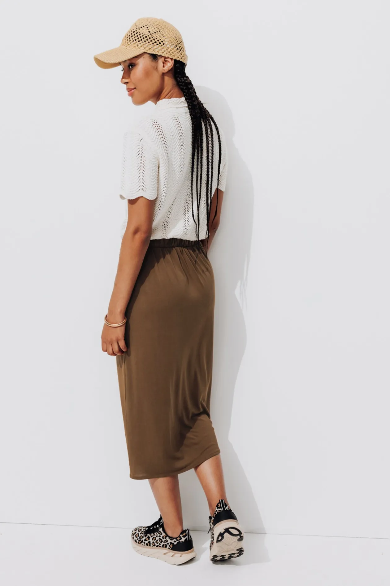 Promod Jupe midi en jersey Femme - Caramel Best Sale