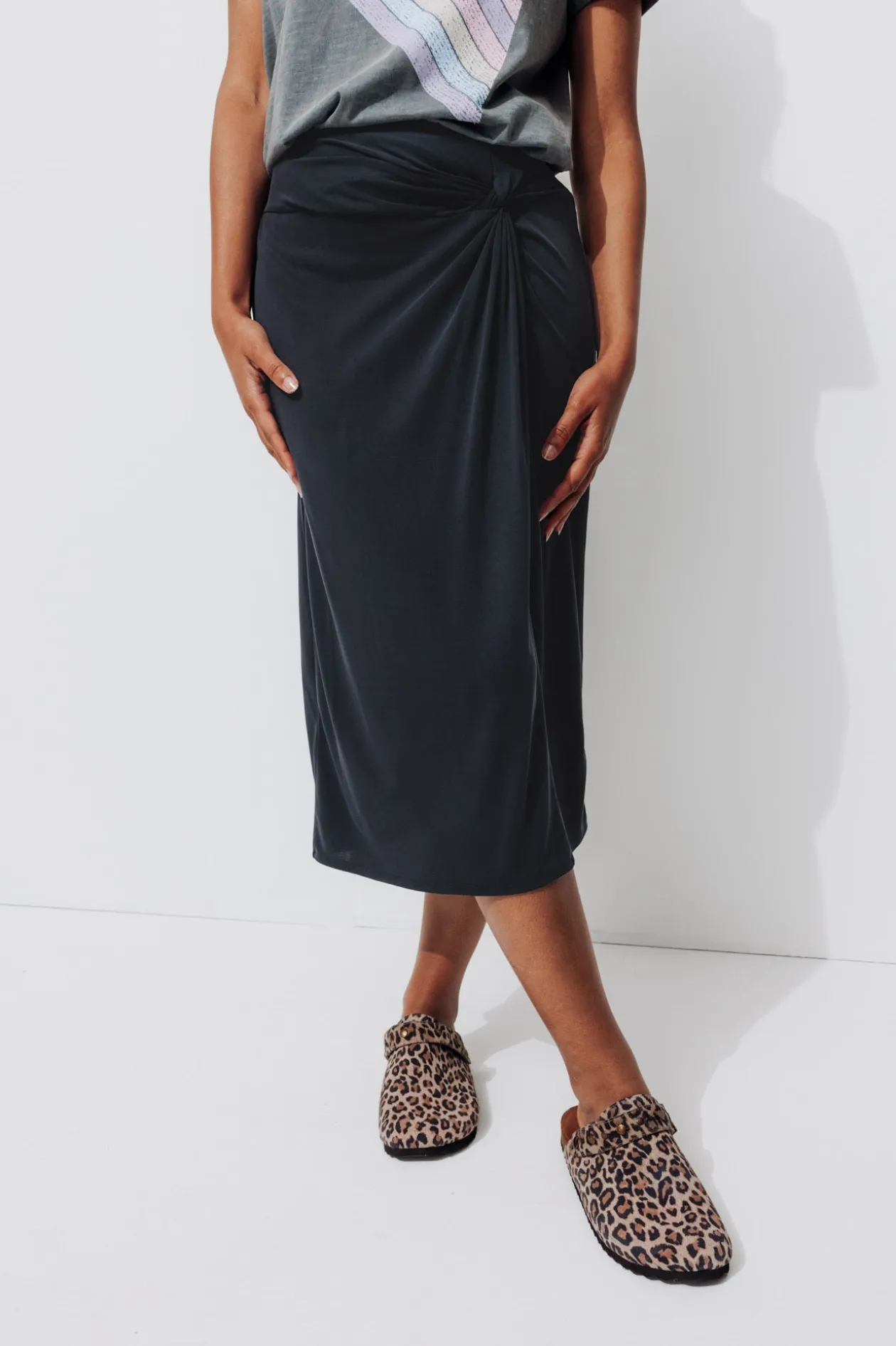 Promod Jupe midi en jersey Femme - Noir Clearance
