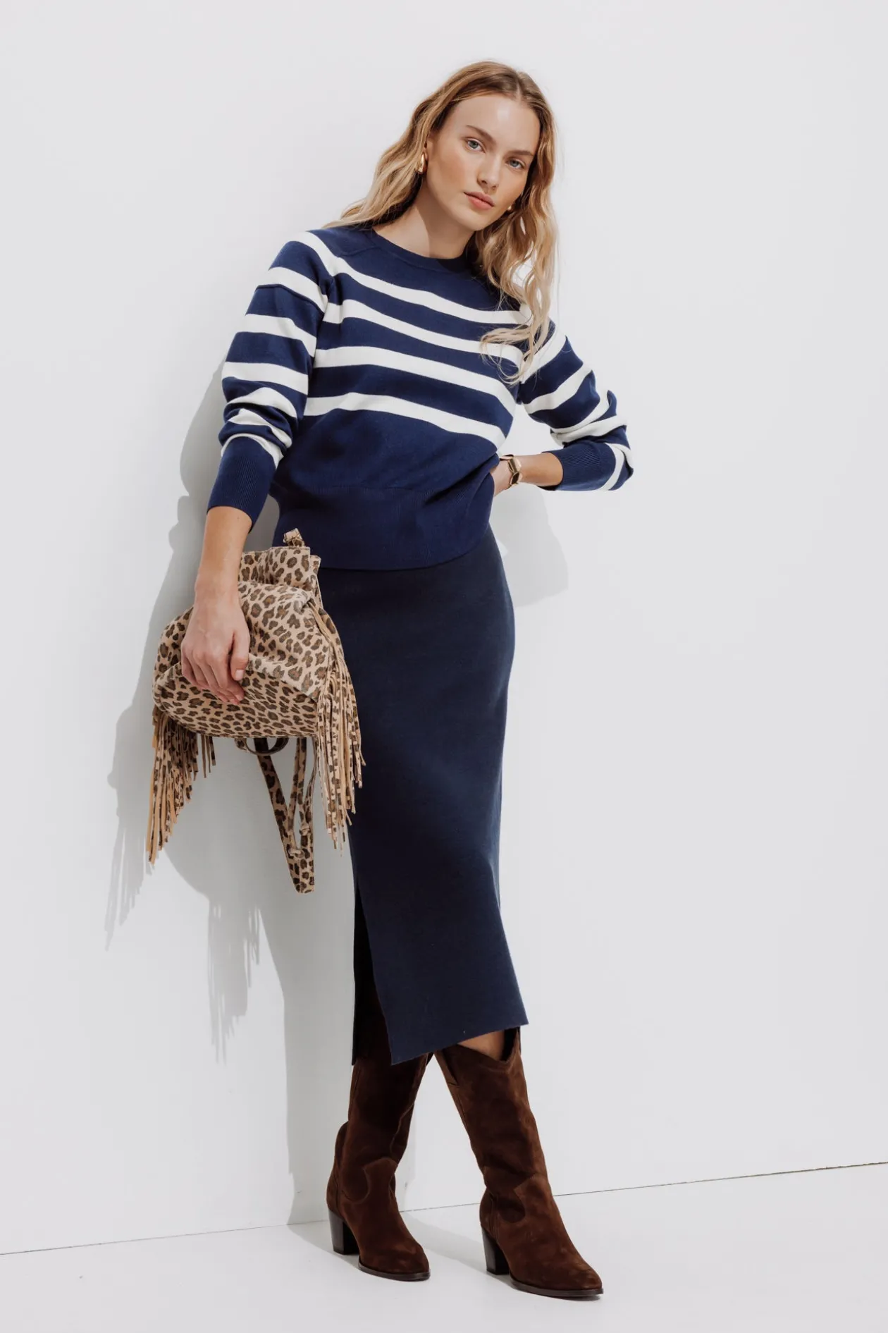 Promod Jupe midi en maille compacte - Marine Store