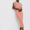 Promod Jupe midi en maille Femme - Rayures multicolores Rayuresmulticolores Best