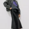 Promod Jupe midi en satin Femme - Noir Flash Sale