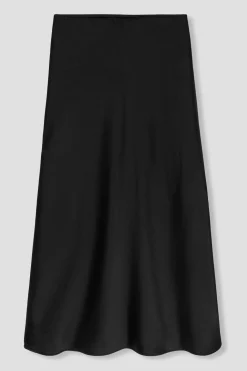 Promod Jupe midi en satin Femme - Noir Flash Sale
