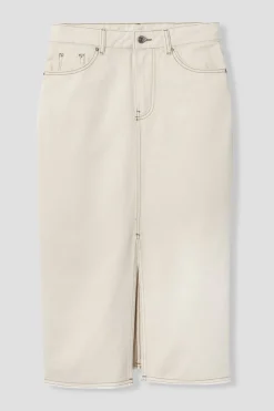Promod Jupe midi en toile Femme - Ecru Discount