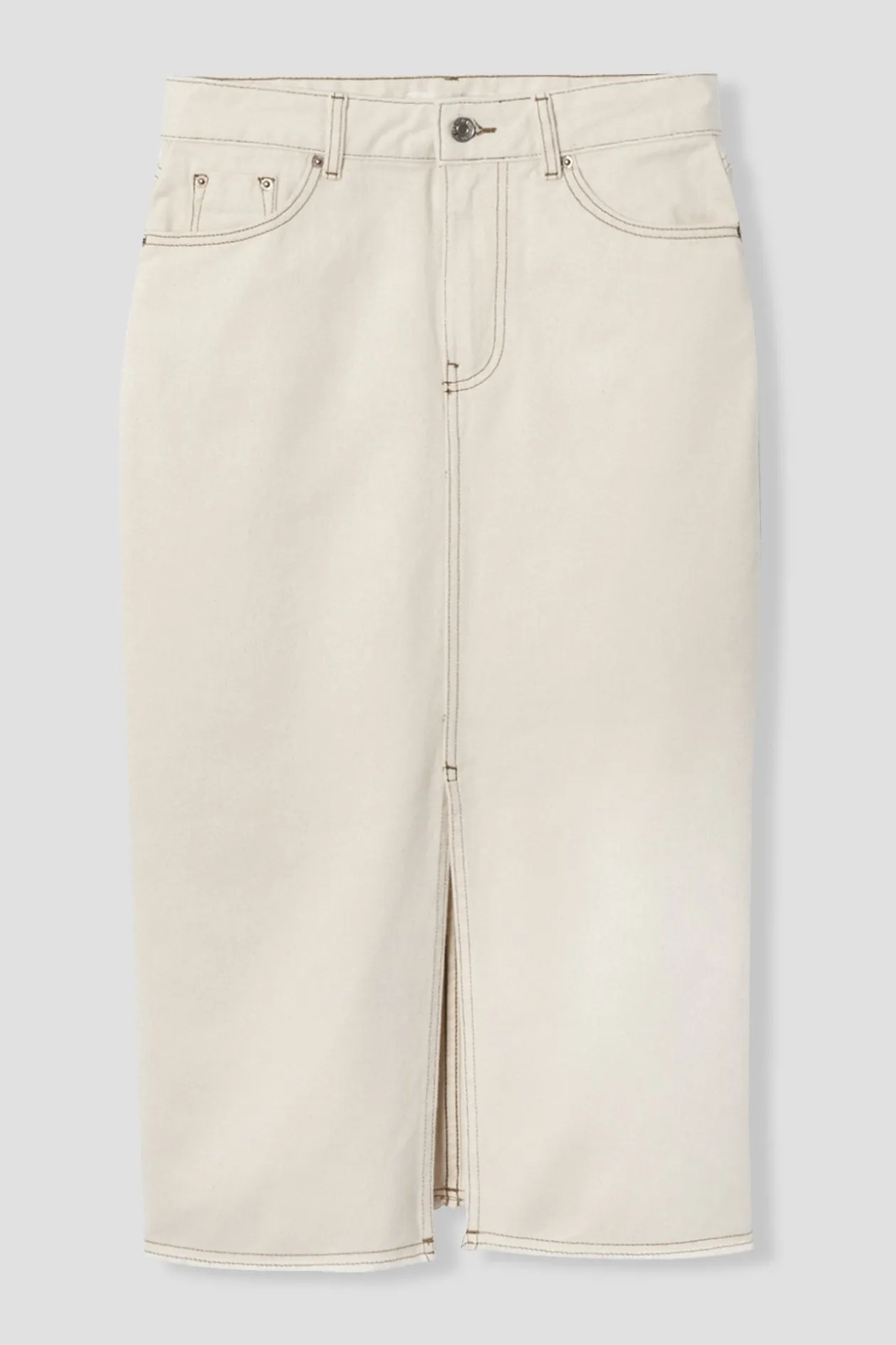 Promod Jupe midi en toile Femme - Ecru Discount