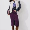 Promod Jupe midi en velours Femme - Violet Best