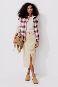 Promod Jupe midi en velours Femme - Beige Cheap