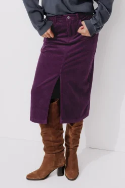 Promod Jupe midi en velours Femme - Violet Best