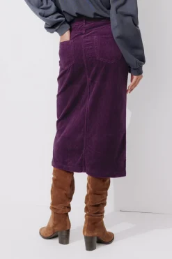 Promod Jupe midi en velours Femme - Violet Best