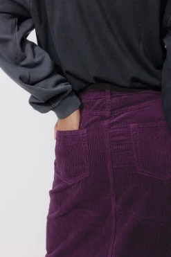 Promod Jupe midi en velours Femme - Violet Best