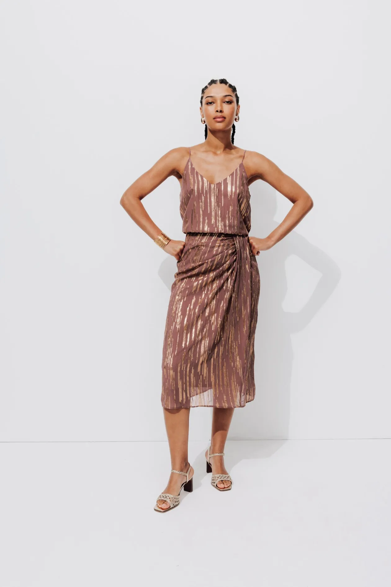 Promod Jupe midi irisée Femme - Vieux rose Vieuxrose Best Sale