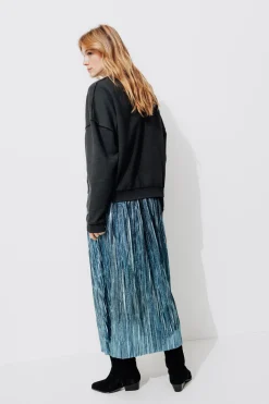 Promod Jupe midi lamée Femme - Bleu Cheap