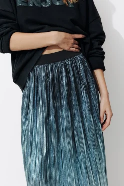 Promod Jupe midi lamée Femme - Bleu Cheap
