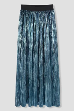 Promod Jupe midi lamée Femme - Bleu Cheap