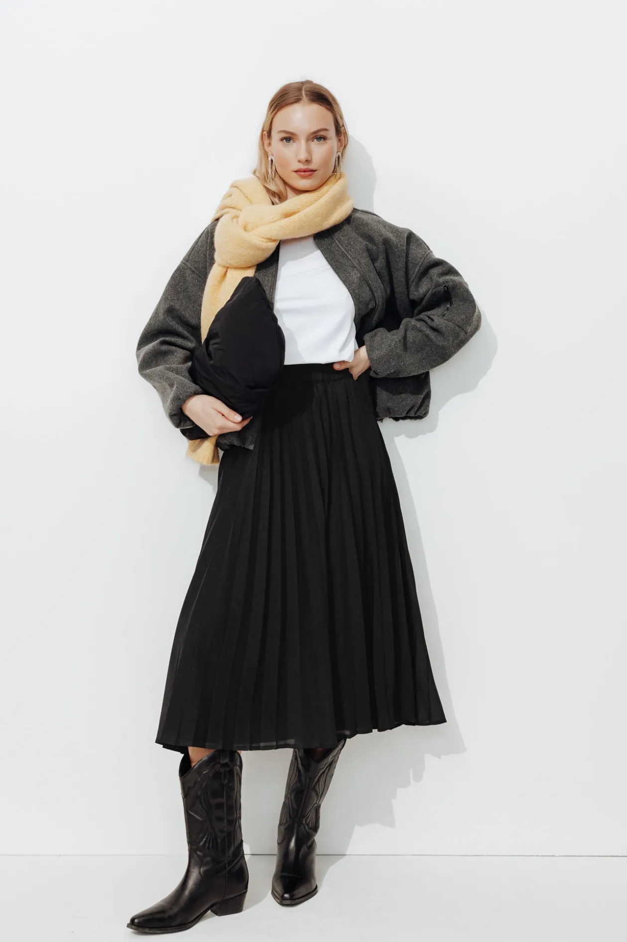 Promod Jupe midi plissée Femme - Noir Store