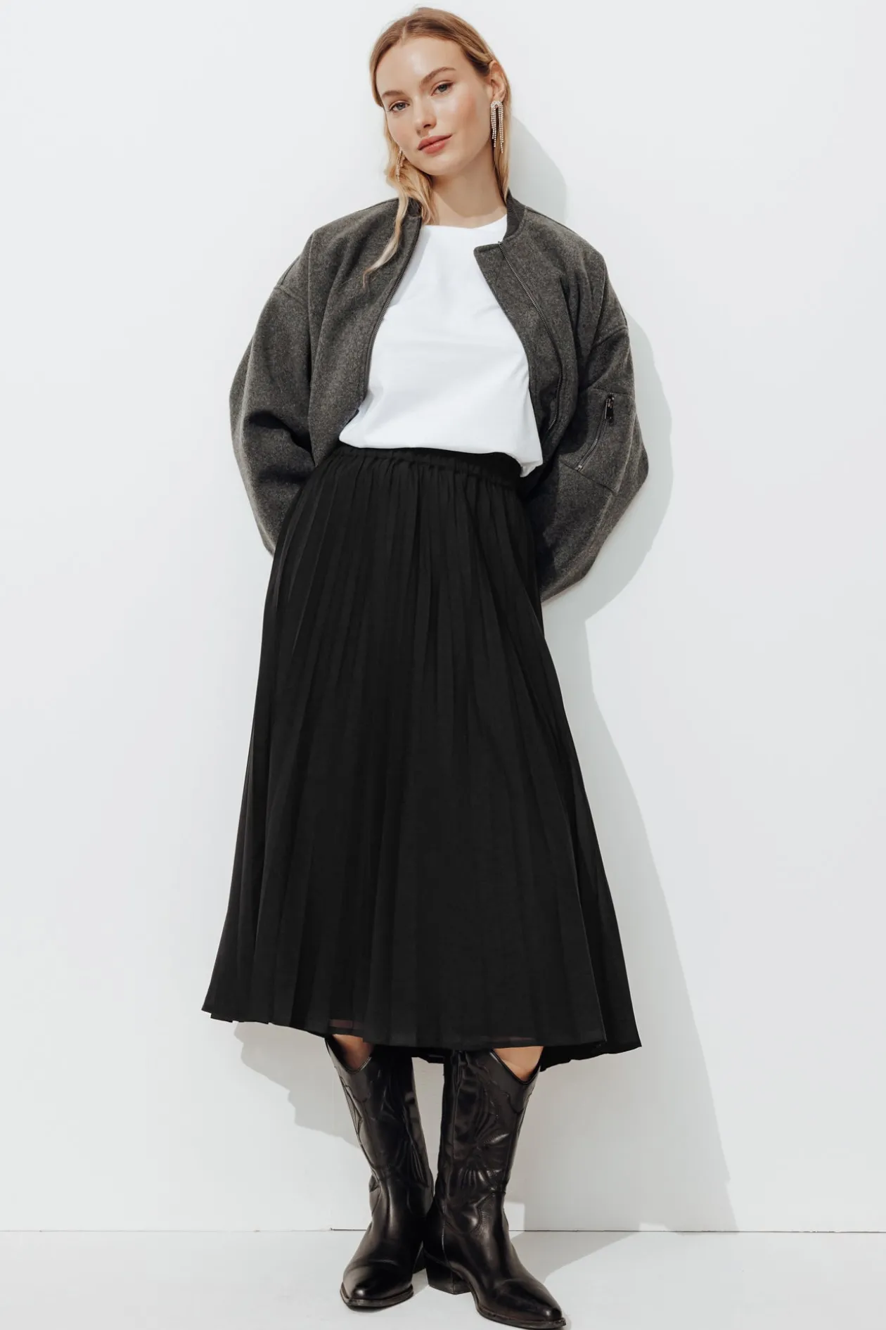 Promod Jupe midi plissée Femme - Noir Store