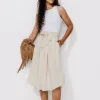 Promod Jupe midi taille haute Femme - Ecru Cheap