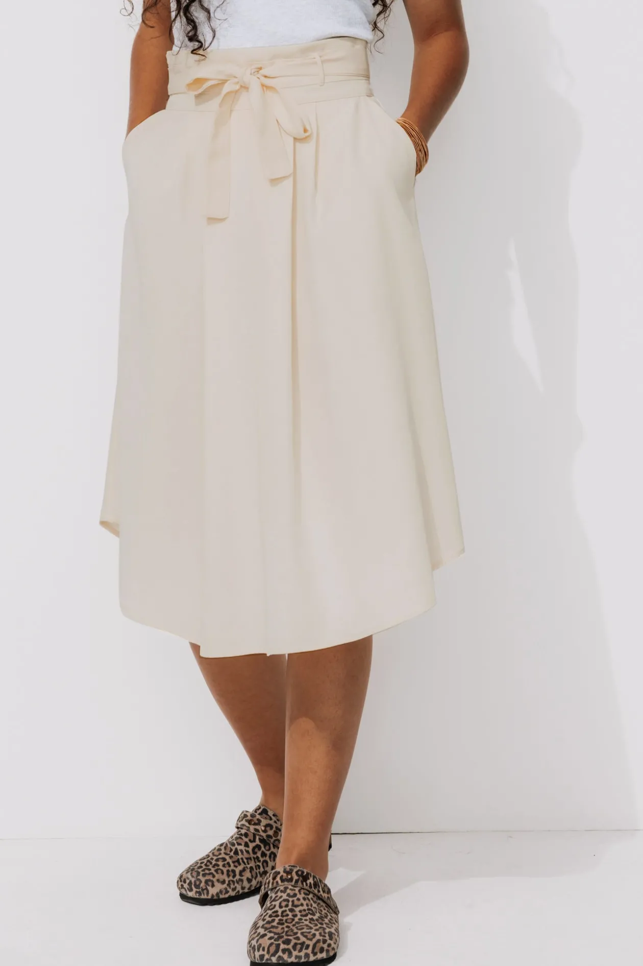 Promod Jupe midi taille haute Femme - Ecru Cheap