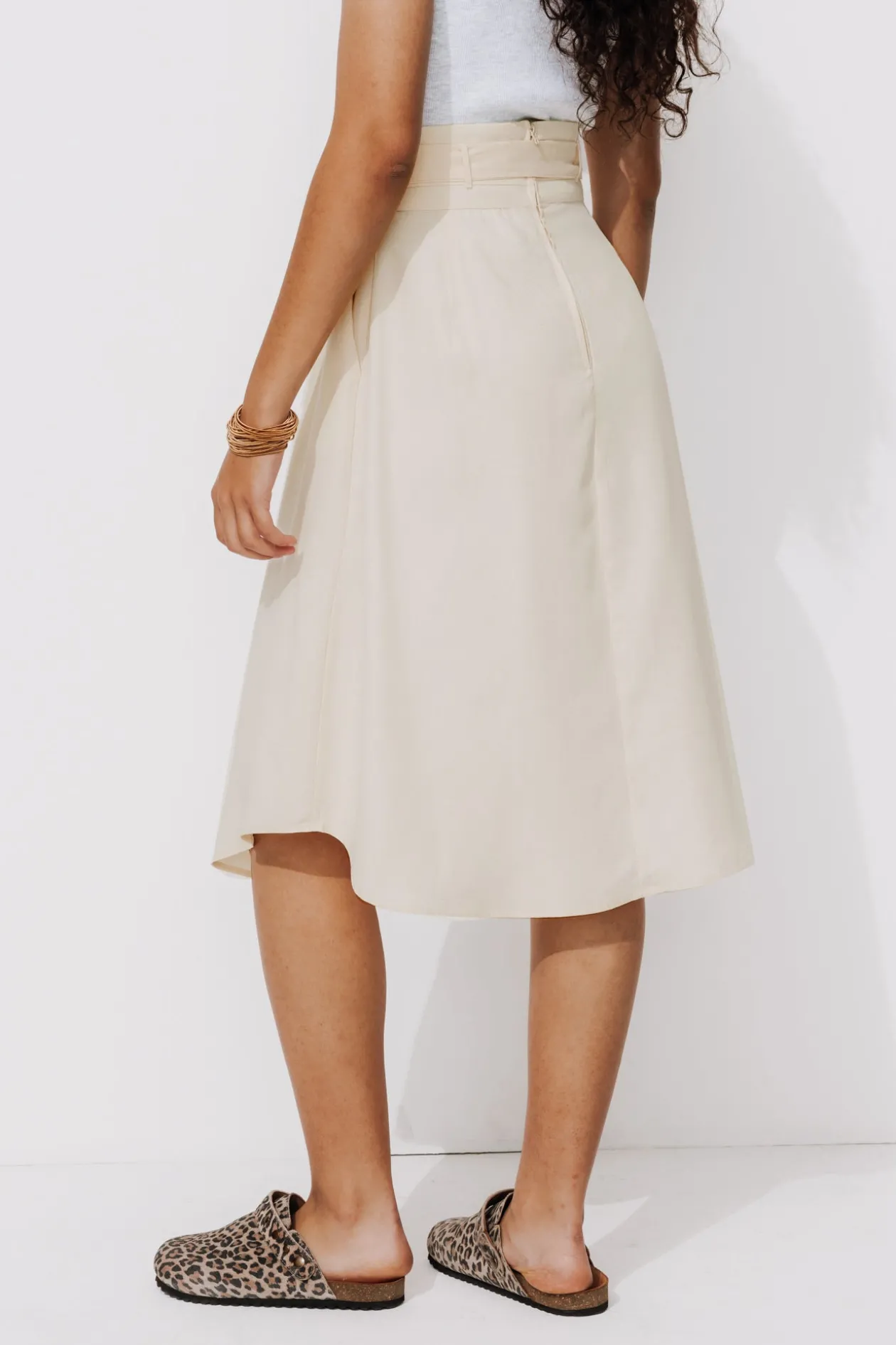 Promod Jupe midi taille haute Femme - Ecru Cheap