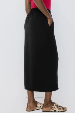 Promod Jupe midi unie Femme - Noir Shop