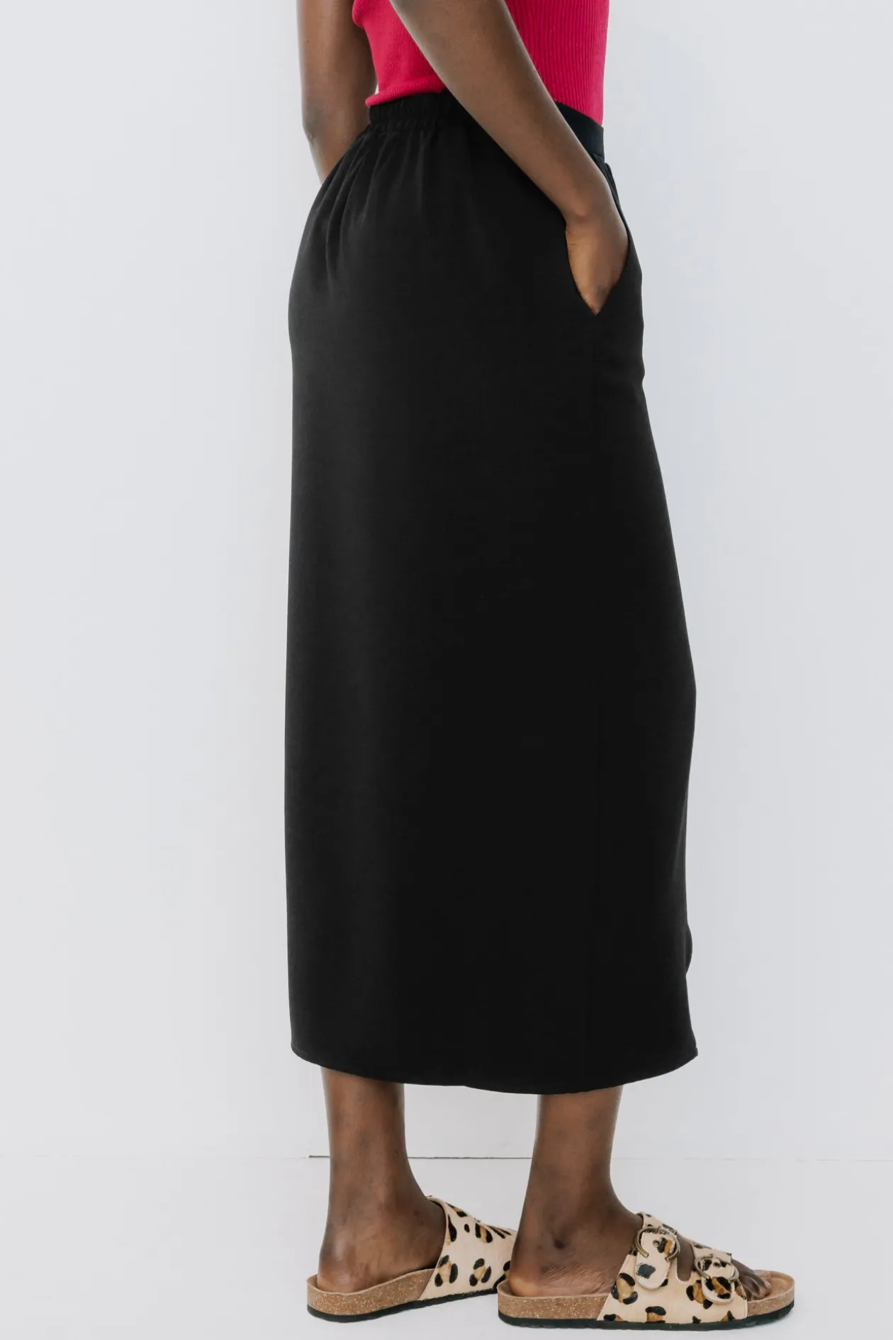Promod Jupe midi unie Femme - Noir Shop