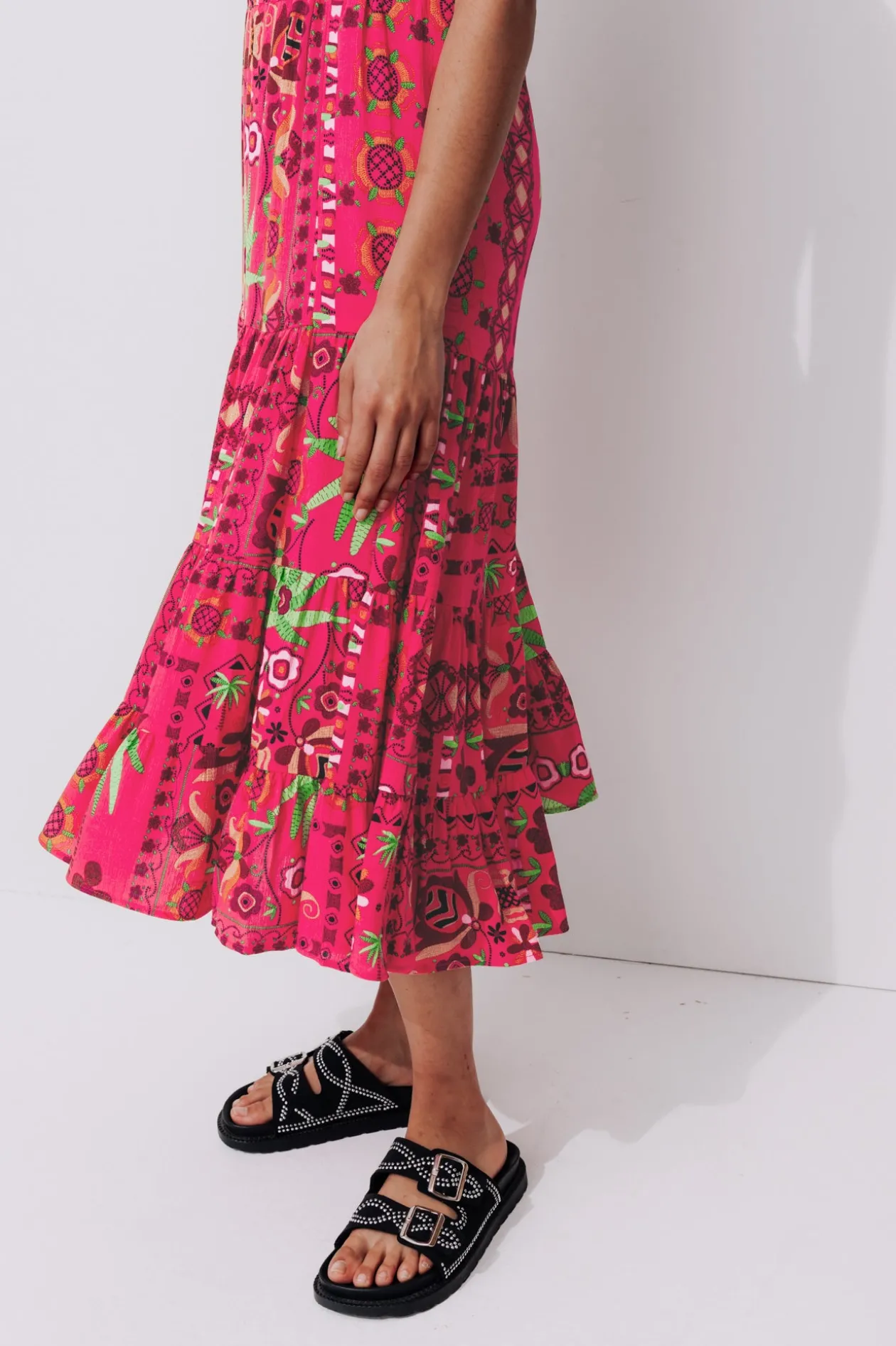 Promod Jupe mi-longue imprimée Femme - Imprimé rose Imprimérose Hot