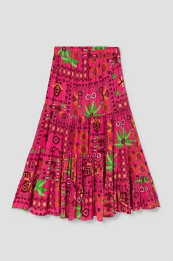 Promod Jupe mi-longue imprimée Femme - Imprimé rose Imprimérose Hot
