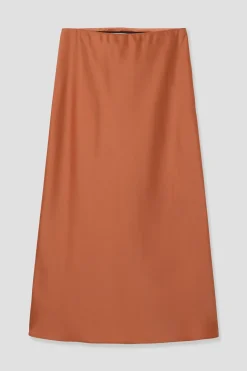 Promod Jupe évasée en satin Femme - Cuivre Cheap