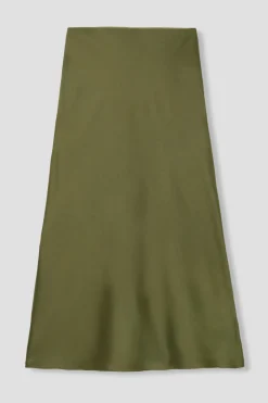 Promod Jupe évasée en satin Femme - Kaki New