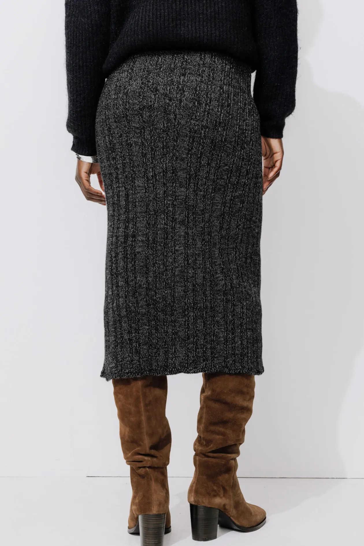 Promod Jupe-tricot côtelée Femme - Noir New