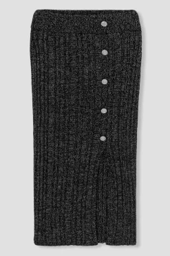 Promod Jupe-tricot côtelée Femme - Noir New