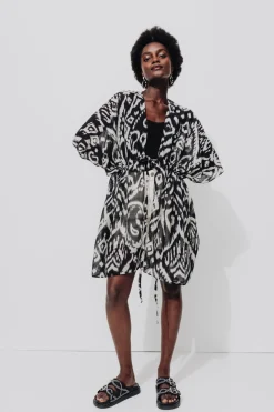 Promod Kimono imprimé Femme - Imprimé noir Impriménoir Online