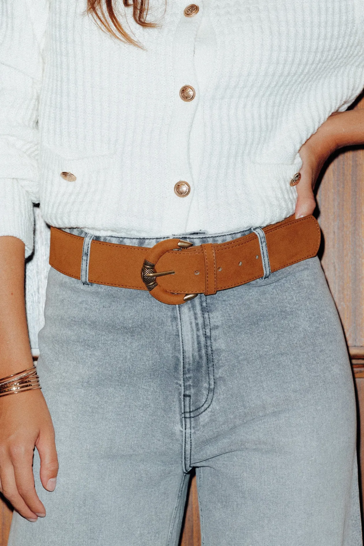 Promod Large ceinture Femme - Camel Outlet