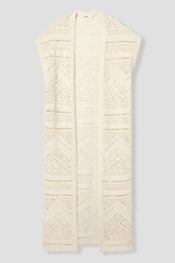 Promod Long gilet en crochet Femme - Ecru Flash Sale