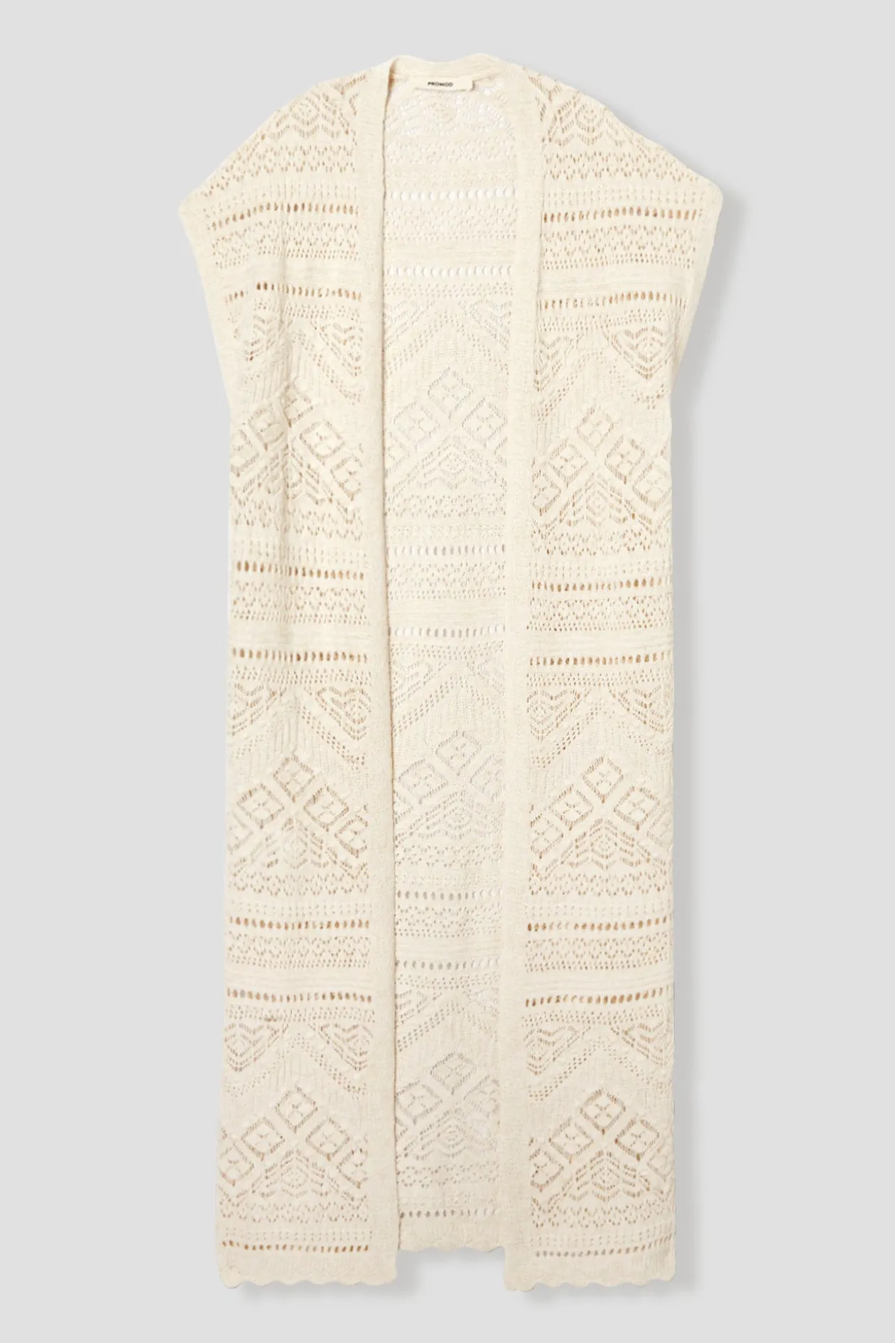 Promod Long gilet en crochet Femme - Ecru Flash Sale