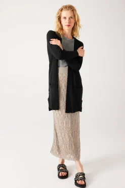 Promod Long gilet en maille fine - Noir Online