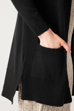 Promod Long gilet en maille fine - Noir Online