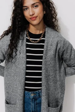 Promod Long gilet en tricot Femme - Gris clair Grisclair Best Sale