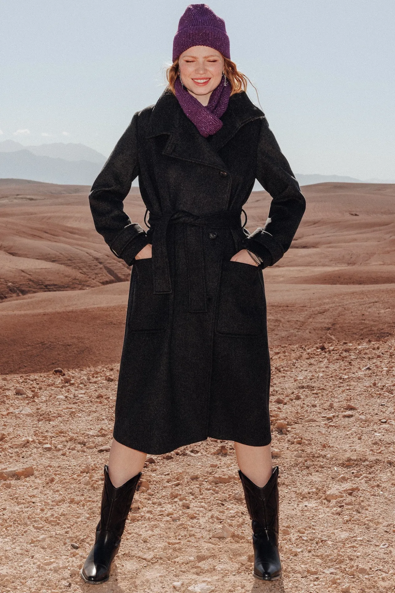 Promod Long manteau en laine Femme - Gris Online