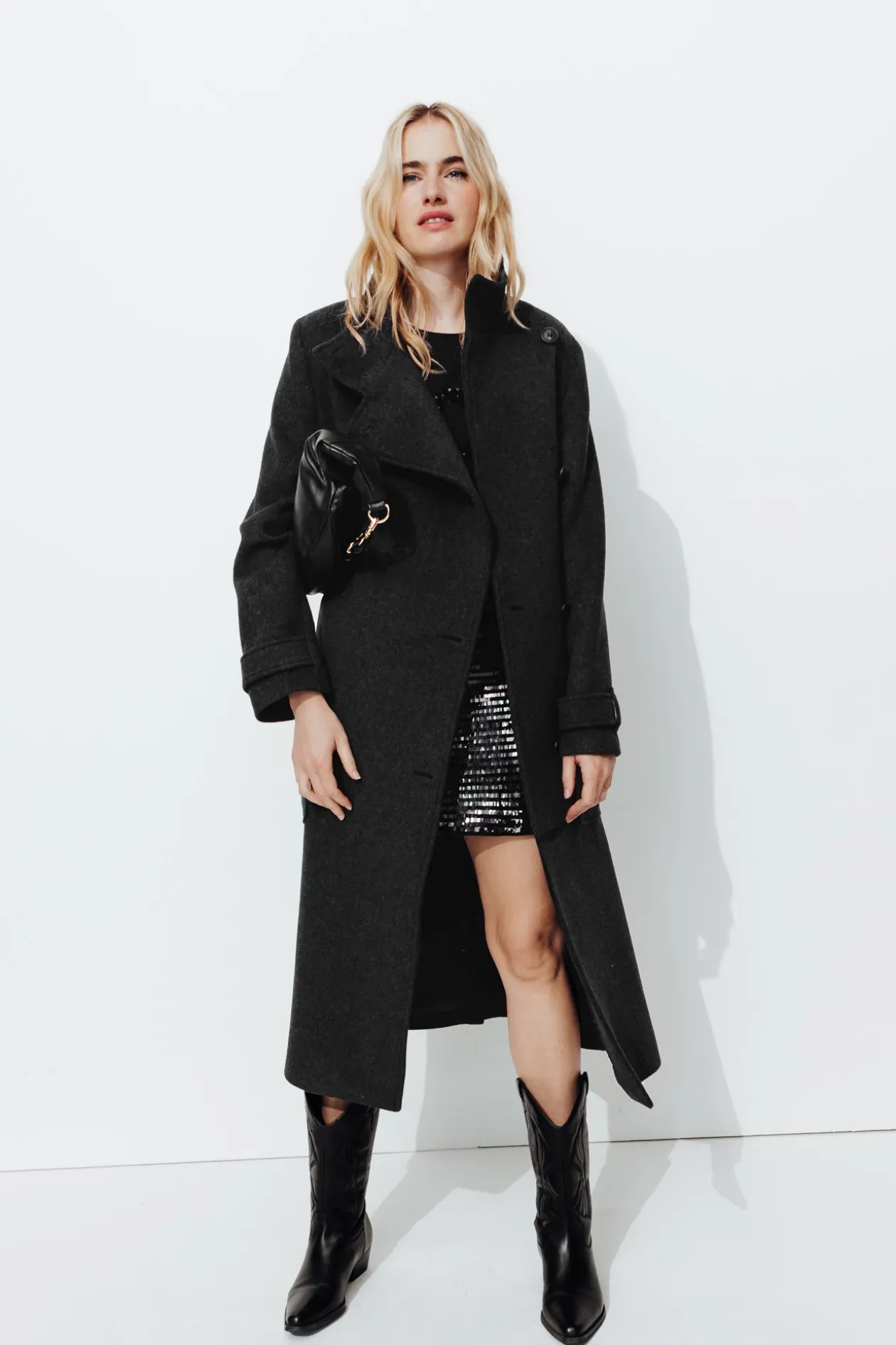Promod Long manteau en laine Femme - Gris Online